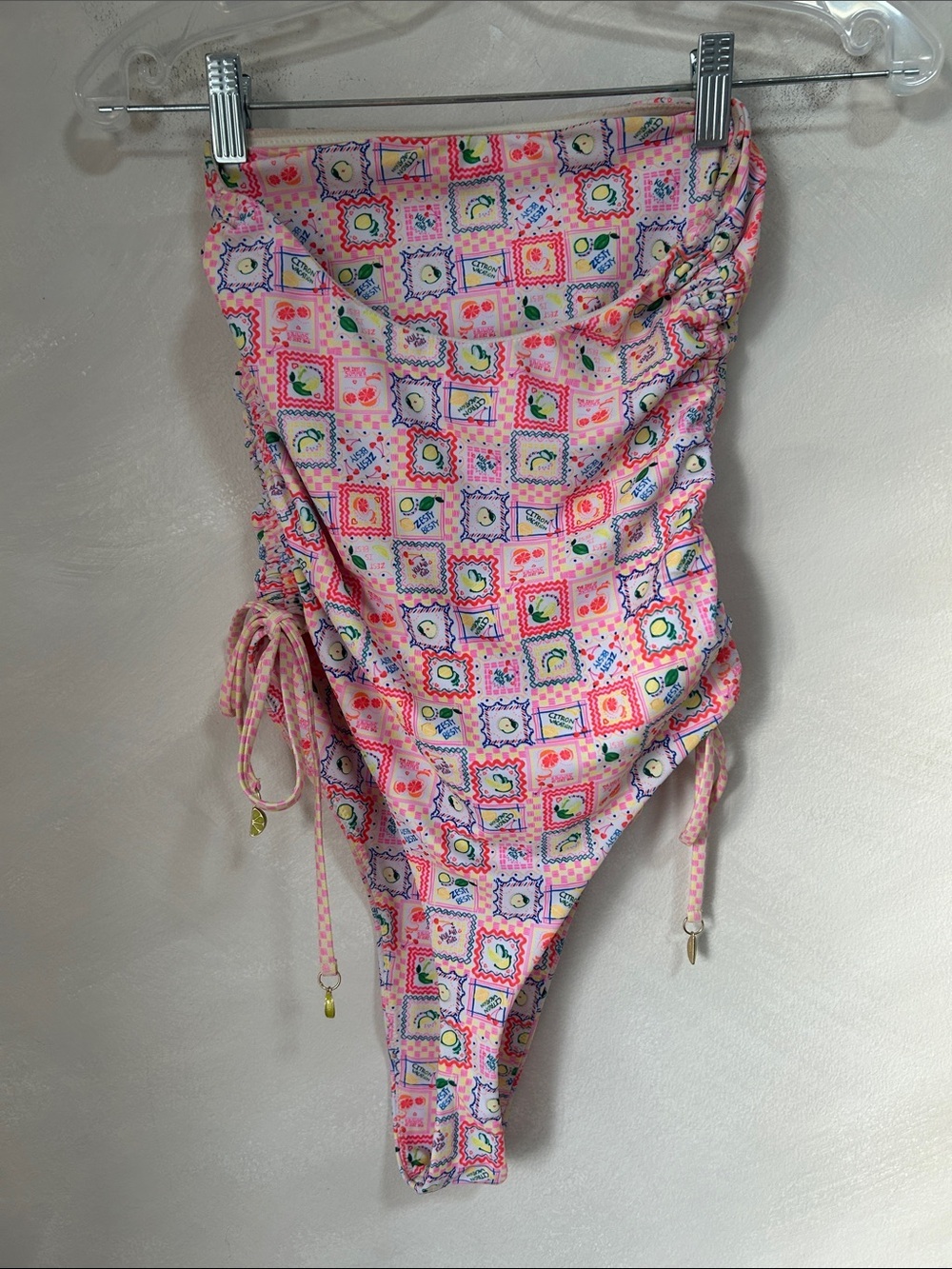 Kulani Kinis Citron Coast Ruched One Piece pink patterned ruched cheeky medium - Picture 9 of 13